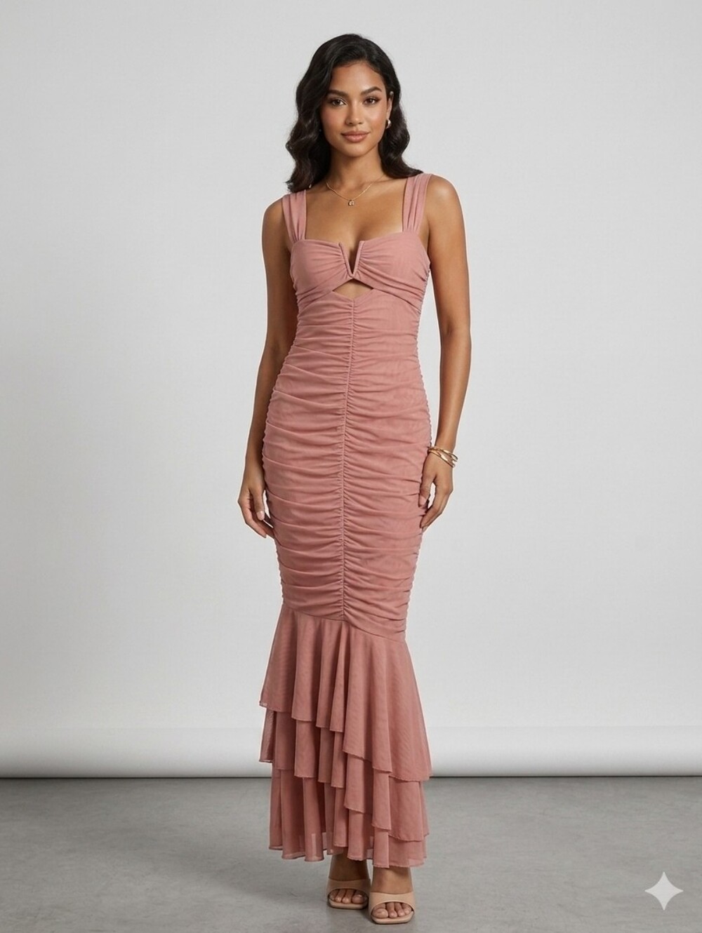 Michael Costello x REVOLVE Hilary Gown Blush Pink Dress Lace Large